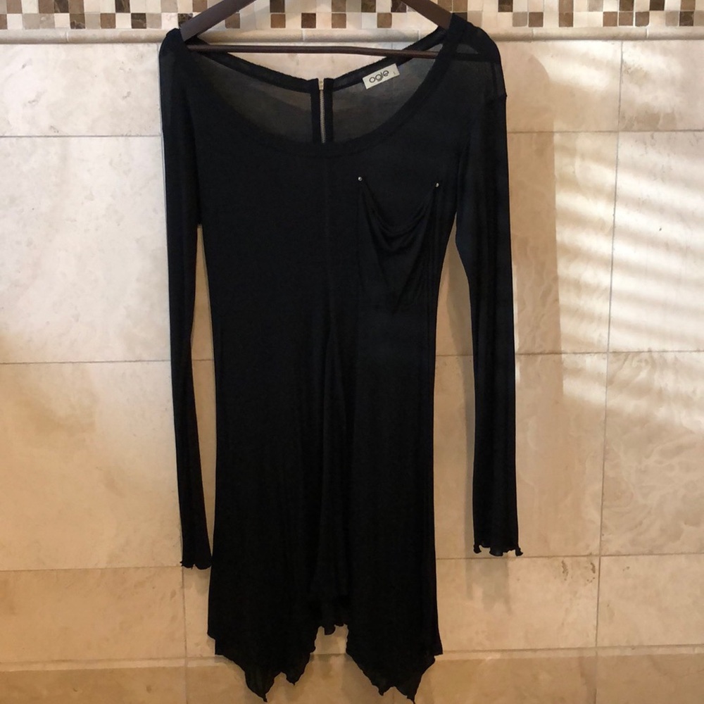Pretty long sleeve sheer black tunic